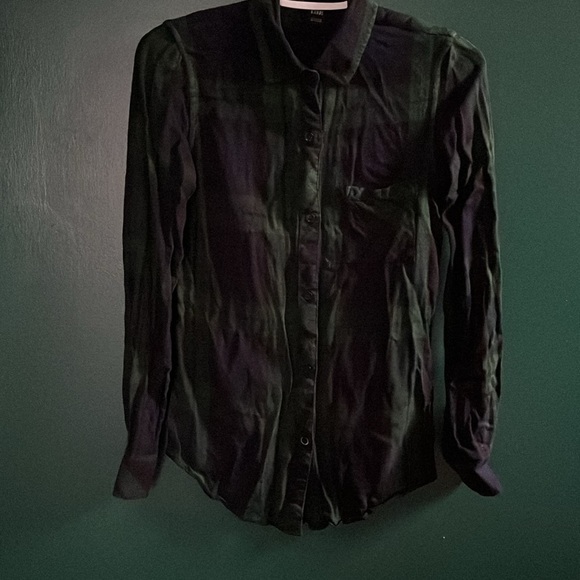 Blue green plaid button up - Picture 3 of 4